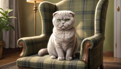 Scottish Fold Cat Sitting in Chair
