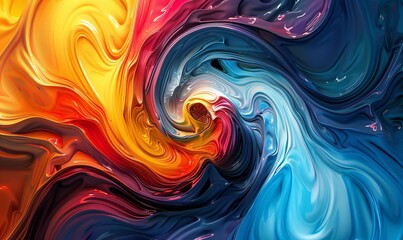 Vivid abstract scene with swirling colors, dynamic geometric patterns, and intense emotional energy.