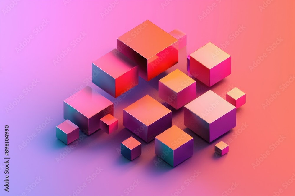 Poster A vibrant background with stacked cubes in various colors