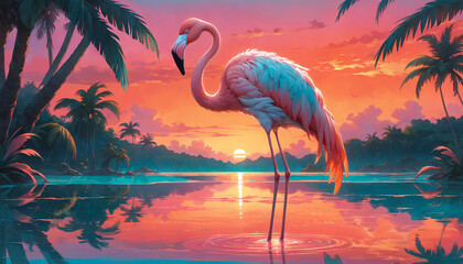 Flamingo at Sunset