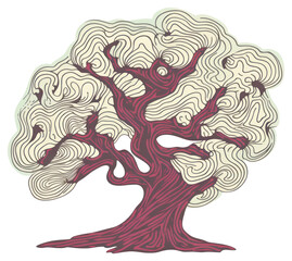 Obraz premium PNG A vector graphic of tree illustrated painting drawing.