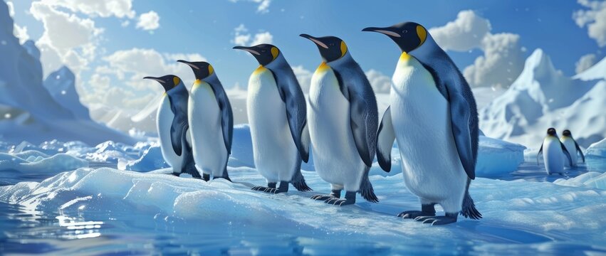 King Penguins on an Iceberg in the Antarctic