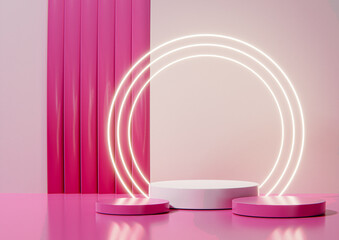 Neon Lights and Minimalist Pink Stage: Modern Geometric Design