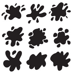 Set of black splashes.Ink stains, black paint, design elements set. Vector paint splashes. Vector 