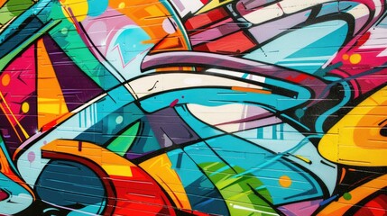 A vibrant graffiti mural on an urban wall, showcasing street art culture.