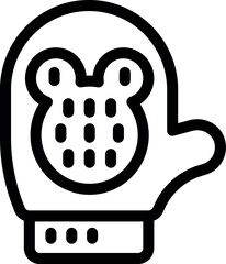 Line icon of a baby massage glove, a helpful tool for bathing newborns
