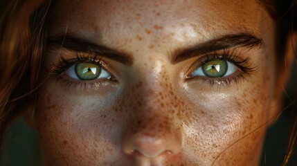 Fototapeta premium Close up of a woman's face with freckles, Portrait