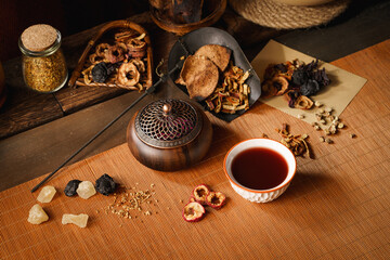 Chinese health drink sour plum soup and raw materials