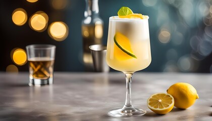 Sweet Boozy Whiskey Pisco Sour with Lemon and Angastora
