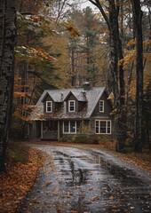 house in autumn forest