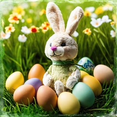 easter bunny and easter eggs