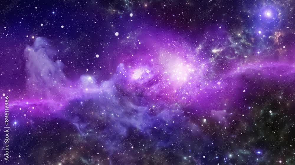 Wall mural animation of energy dynamic abstract space footage with cosmic scene with nebula, cloud of dust and 