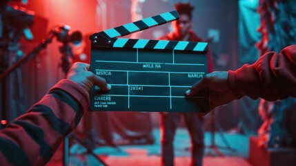 film clapperboard on set