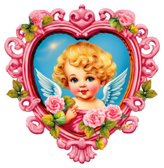 Fototapeta premium PNG Cherub printable sticker heart cute baby.