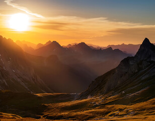  Mountain Landscape at Sunset- A stunning mountain landscape bathed in the warm golden l_1(208)