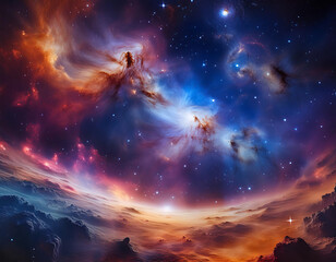 Obraz premium Nebula and Galaxies in Space- A mesmerizing view of nebulae and galaxies in deep space, wit_1(210)