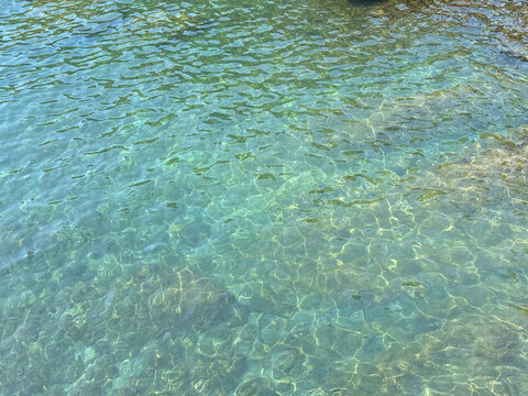 Sea pure clear turquoise water calm surface 