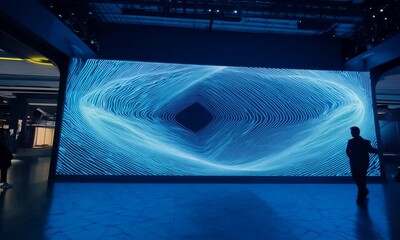 Digital art installation with responsive sensors. 4K Video hyperrealistic - Powered by Adobe