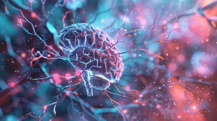 Digital 3D artwork illustrating brain connections.
