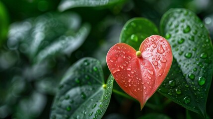 Macro shot of a rare Anthurium with its small, heart-shaped leaves