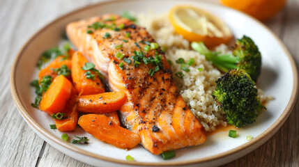 grilled salmon with quinoa and vegetables