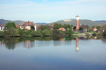 Obraz premium Neckar mit Ladenburg