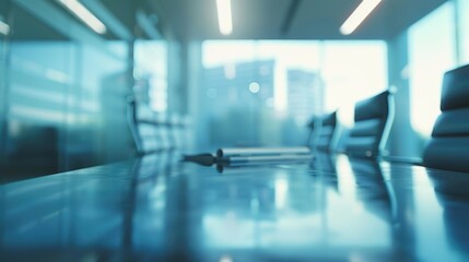 Fototapeta premium Conference room with chairs and city view