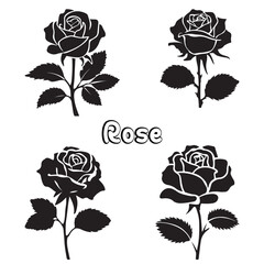Flat vector illustration of a rose silhouette
