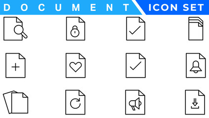 Document line icon set. Documents symbol collection. Different documents icons vector illustration