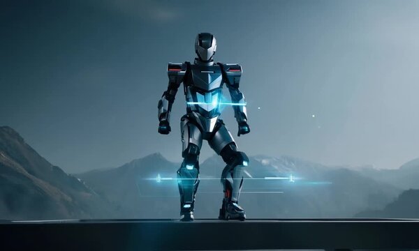 Robotic exoskeleton with advanced movement capabilities. 4K Video hyperrealistic