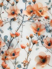 Soft Watercolor Floral Painting with Pastel Blooms on White Background