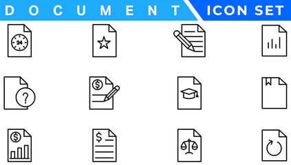 Document line icon set. Documents symbol collection. Different documents icons vector illustration
