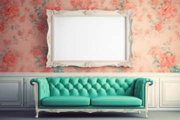 PNG vintage white picture frame mockup, transparent design