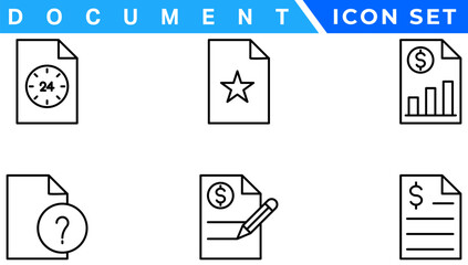 Document line icon set. Documents symbol collection. Different documents icons vector illustration