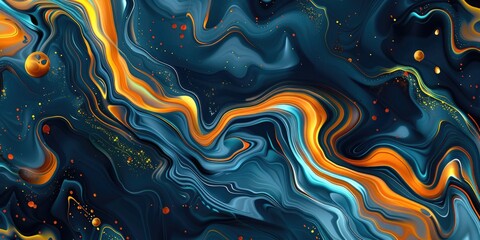 Fototapeta premium A vibrant abstract art piece featuring blue, orange, and yellow colors