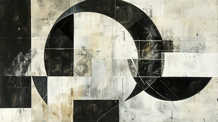 Abstract Black and White Geometric Composition