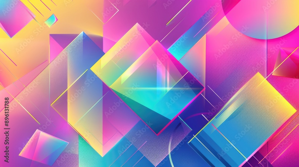 Poster a vibrant and intricate design featuring geometric shapes on a bright background