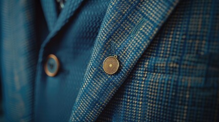 A close-up shot of a suit jacket button, great for fashion or accessory uses