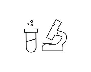 Flask and microscope icon vector symbol design illustration