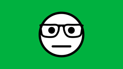 black and white simple emoji with goggles isolated
