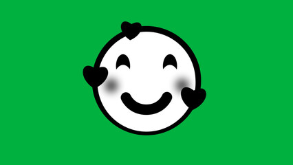 very happy and lovely expression emoji isolated on green screen