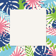 Summer background with tropical leaves. Jungle concept. Vector illustration