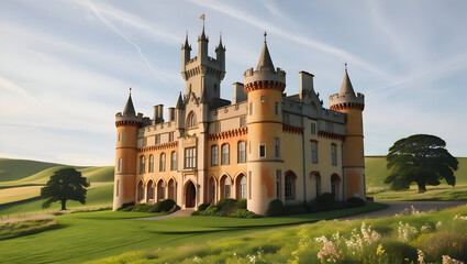 Obraz premium A wonderful palace and it's outside green lawn