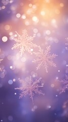 Christmas snowflakes winter background with bokeh.