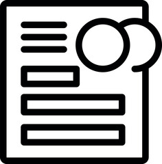 Simple black outline icon of a document with a speech bubble, perfect for representing communication, feedback, or online reviews