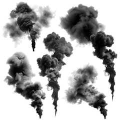black steam looking like smoke isolated on white background