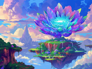 Majestic Crystalline Flower: A Detailed Illustration of Ethereal Beauty