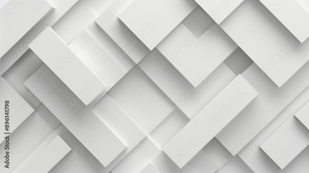 Aufkleber Abstract white geometric 3D pattern with overlapping rectangles
