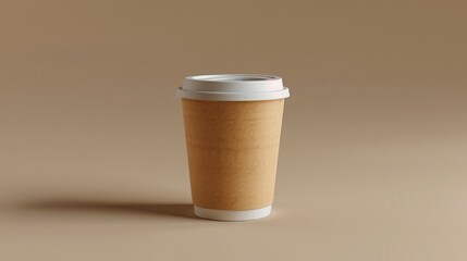 A single serving of coffee sitting on a brown surface