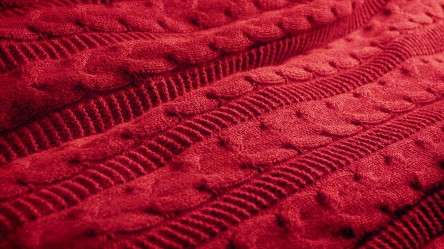 Knitted Red Blanket On Bed